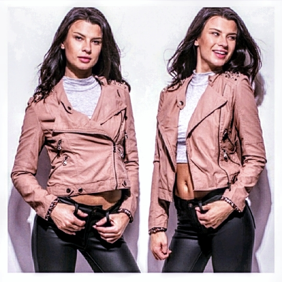 Threadzwear Jackets & Blazers - Special! Mauve Studded Moto Jacket. Medium